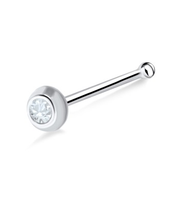 Large Stone Set Silver Bone Nose Stud NSKD-90